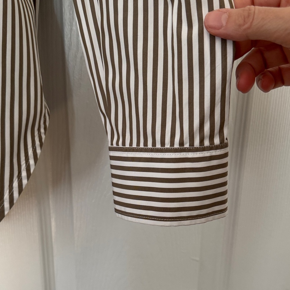 Toteme Women’s Brown and White Striped Cotton Poplin Shirt Euro Size 40 - Picture 12 of 13